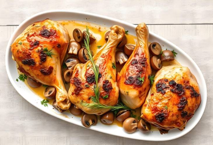 A Hearty Dish Baked Chicken Legs with Mushrooms and Veggies